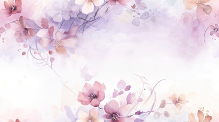 Fototapeta na wymiar a watercolor painting of pink and purple flowers on a white background with a place for your text or image.