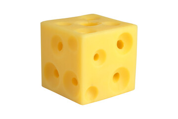  Cheese cube with holes on an isolated white background. Italian cheese