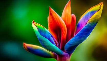 Vibrant multi colored flower head showcases beauty in nature growth generated by AI