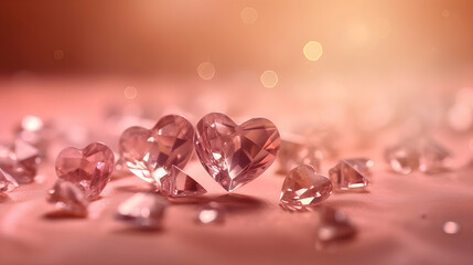 Valentine's day background. Abstract background with crystal hearts.