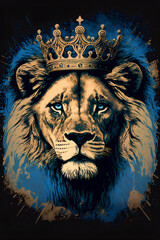 Fototapeta premium Regal Lion with Crown Illustration
