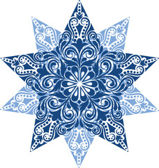 Pattern in a shape of a snowflake. Isolated. 