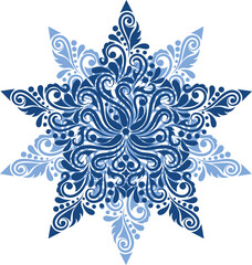 Pattern in a shape of a snowflake. Isolated. 