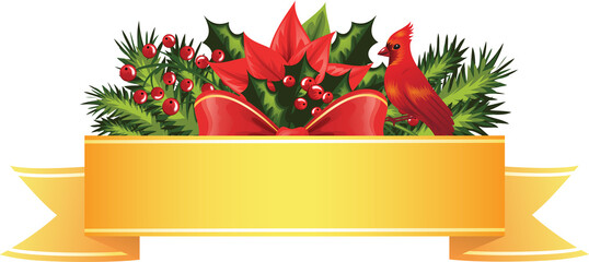 Banner with empty space and Christmas decorations.