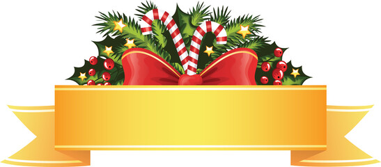 Banner with empty space and Christmas decorations.