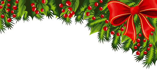 Banner with empty space and Christmas decorations.