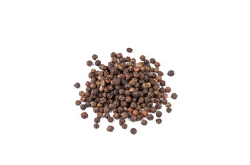 Dried black pepper on the white background