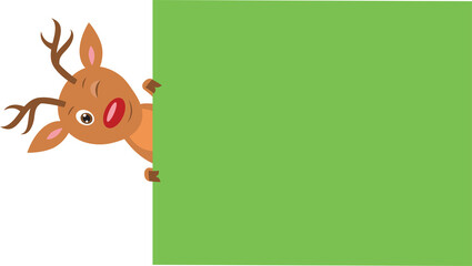 Obraz premium Funny deer holding a green board.