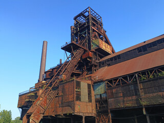 Fototapeta na wymiar Old plant factory industrial architecture, Ostrava, Czech Republic