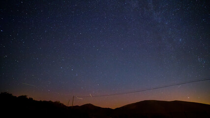 telephone cable under the night
