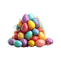 Fototapeta na wymiar Heap of Colorful egg hunt isolated on a transparent or white background