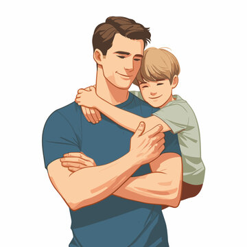 fathers day cute illustration a father admires his son