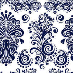 Seamless background swirls, vintage wallpaper. hand drawing. Not AI, Vector illustration