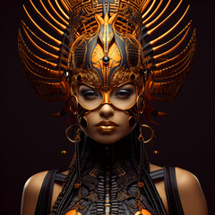 woman with surreal headdress
