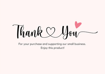 pink minimalist simple thank you for your purchase and supporting my business thank you card note letter template text sticker abstract
