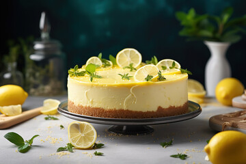 cake with lemon and mint