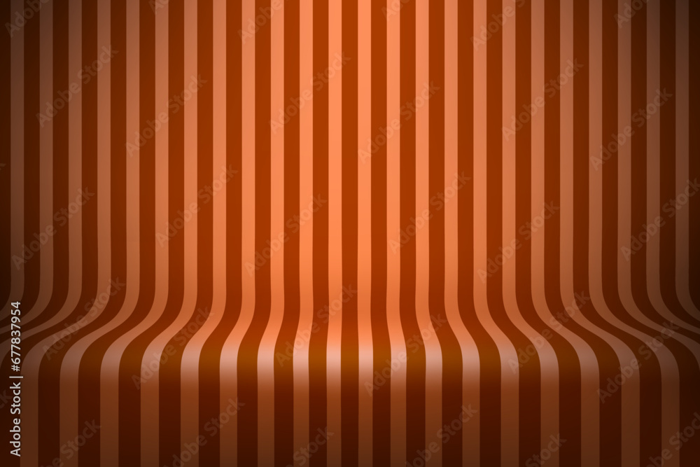 Poster empty studio with brown stripes on floor and wall. 3d style vector illustration