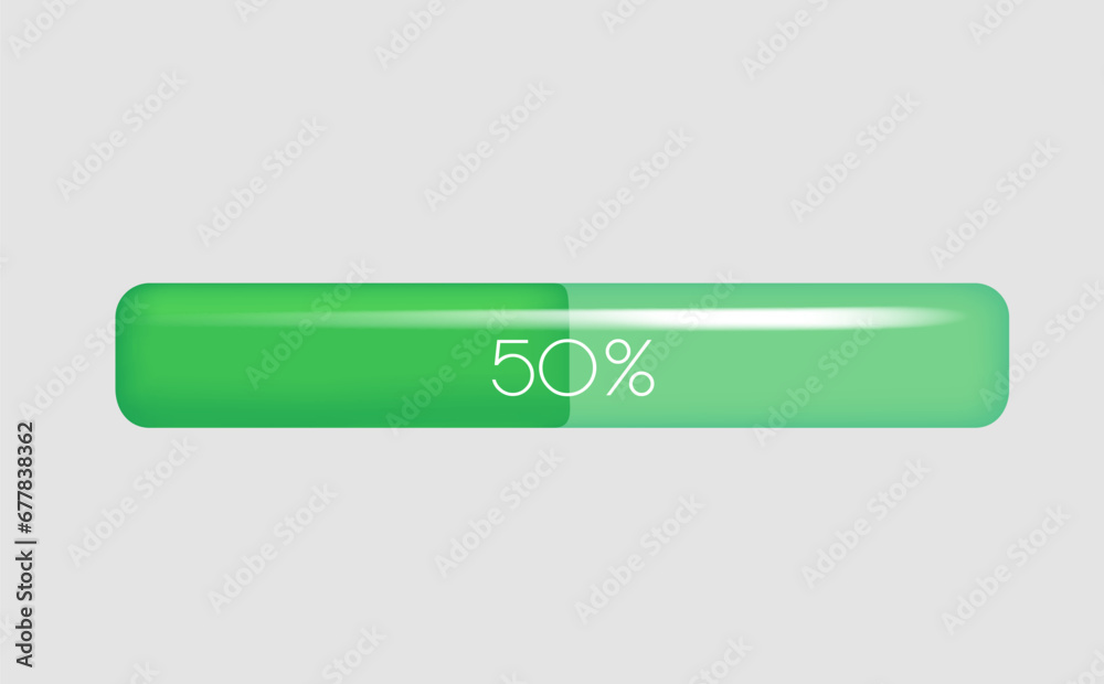 Aufkleber Progress bar with fifty percent. Loading data on site. 3d vector illustration
