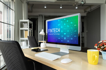 Fintech financial technology software for modish business to analyze marketing strategy