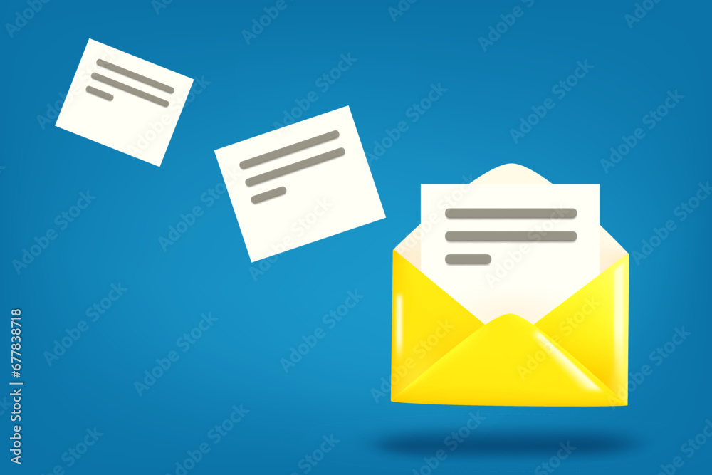 Aufkleber paper envelope with new messages. mailing concept. 3d vector illustration