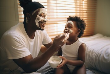 Father and his African-American son celebrate Father's Day