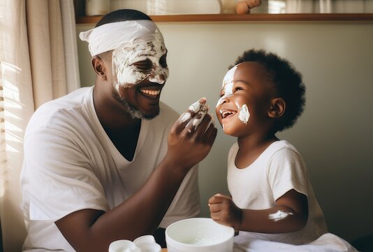 Father and his African-American son celebrate Father's Day