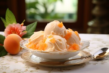 A dreamy apricot ice cream that is irresistibly tasty and lifelike. Generative AI