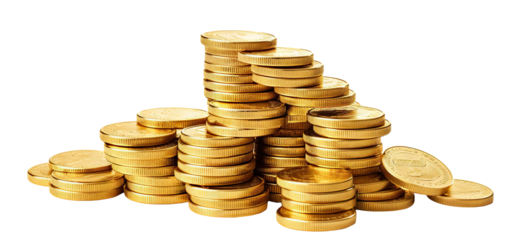 Gold coins stacks, cut out