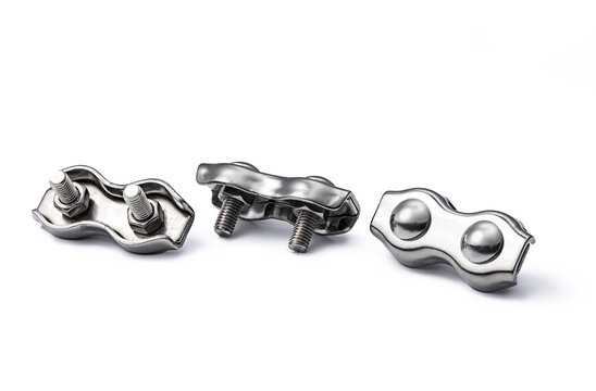 Metal rope clips for yacht rope or carabiners for climbing ropes - Powered by Adobe