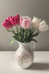 Tulips in vase, didiers tulip, tulipa gesneriana