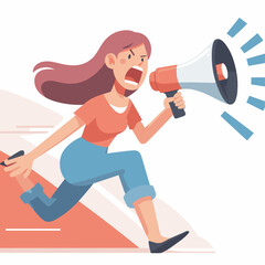 a woman shouting on speaker vector illustrations on white background