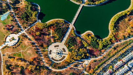 Autumn scenery of Changchun World Sculpture Park, China