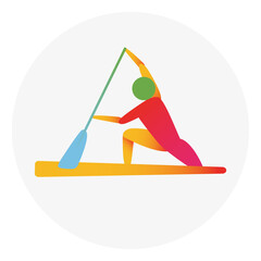 Canoe flatwater competition icon. Colorful sport sign.