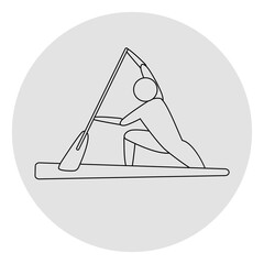Canoe flatwater competition icon. Sport sign. Line art.