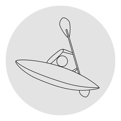 Canoe slalom competition icon. Sport sign. Line art.