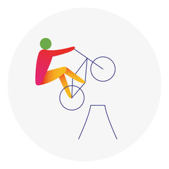 Cycling BMX freestyle competition icon. Colorful sport sign.