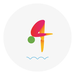 Diving competition icon. Colorful sport sign.