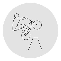 Cycling BMX freestyle competition icon. Sport sign. Line art.