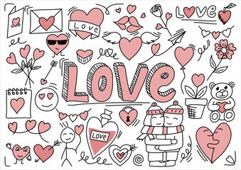 Romantic doodle for Valentines Day. Vector illustration.