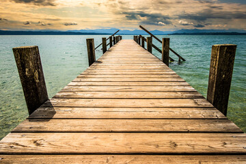 typical wooden jetty in germany