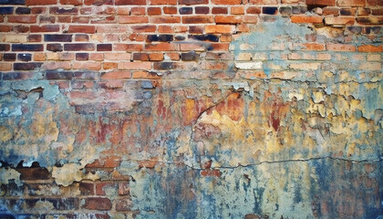 Fototapeta premium Rough, weathered brick wall with abstract textured effect and colors generated by AI