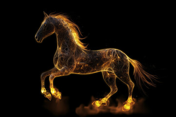Obraz na płótnie Canvas Fire horse on black background. AI generative