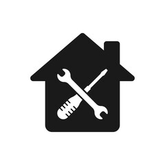 Home repair. House renovation, construction icon flat style isolated on white background. Vector illustration