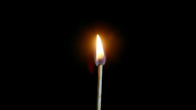 A burning matchstick on a dark background is a symbol of a lifetime, it is bright but not for a long time.