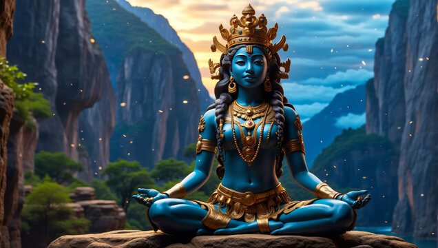Kali: Goddess of time, death and destruction, often depicted as fearsome but also as a protector.