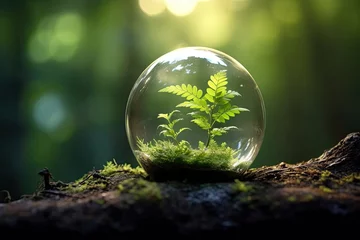 Fotobehang Beautiful green plant in a glass sphere © steffenak