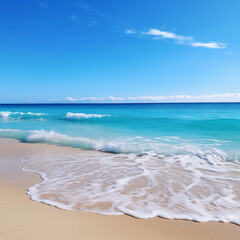 photograph of exotic vibrant beach water