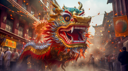 Chinese Lunar New Year dragon costume celebration festival