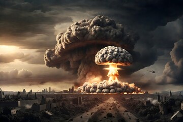 Global Conflict  World War 3 Concept,,
Warfare Chaos  Apocalyptic World War III Scene  - obrazy, fototapety, plakaty