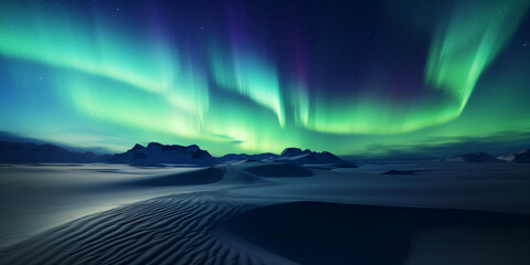 beautiful landscape with northern lights